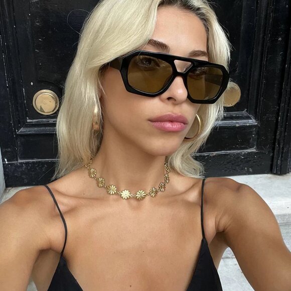 Vehla River VS414 Gloss Black Frame Khaki Lens Aviator Sunglasses 53-17-140 main image 13